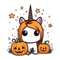 cute unicorn themed Halloween illustration