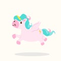 Cute unicorn Vector cartoon with wings