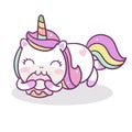 Cute Unicorn vector donut cake Happy birthday pastel color