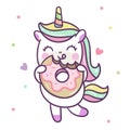 Cute Unicorn vector with Donut, Nursery decoration