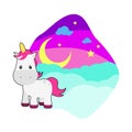 Cute Unicorn Vector Illustration Background