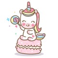 Cute Unicorn vector with macaron and candy