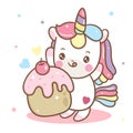 Cute Unicorn vector with macaron and candy