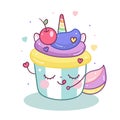 Cute Unicorn vector in magic cupcake cartoon pastel color Royalty Free Stock Photo