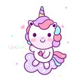 Cute Unicorn vector pony cartoon on cloud Pastel color, Nursery decoration Royalty Free Stock Photo