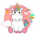 cute Unicorn vector on white background Royalty Free Stock Photo