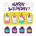 Cute unicorns. Happy Birthday