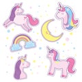Cute unicorns moon and rainbows