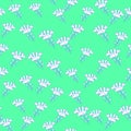 Cute unusual flower and cloud seamless pattern. Simple stylized flowers background