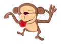 Cute unusual vector monkey showing tongue