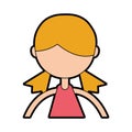 Cute upper body girl cartoon