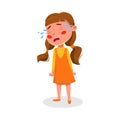 Cute Upset Crying Girl Cartoon Character Style Vector Illustration