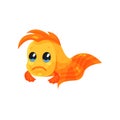 Cute upset goldfish, funny fish cartoon character vector Illustration on a white background