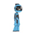 Cute Upset Robot, Friendly Personal Robotic Assistant Character, Artificial Intelligence Concept Cartoon Style Vector