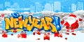 Cute Urban Hiphop Santa Claus Spraying Graffity Happy New Year Vector Illustration Art