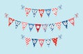 Cute USA festive bunting flags in traditional colors ideal as american holidays banner Royalty Free Stock Photo