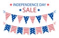 Cute USA festive bunting flags in traditional colors ideal as american holidays banner Royalty Free Stock Photo