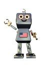 Cute usa robot wave to someone Royalty Free Stock Photo