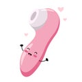 Cute vacuum vibrator. Sex toy for women. Happy kawaii character.