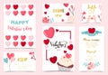 Cute valentine collection with heart,cake,balloon.Vector illustration for poster,postcard,banner,cover