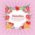 Cute valentine decoration square text with bear Royalty Free Stock Photo