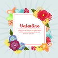 Cute valentine decoration square text with floral theme