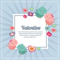 Cute valentine decoration square text love couple bird Royalty Free Stock Photo