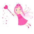 Cute valentine fairy tale pink stars and hearts vector background