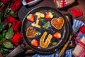 Cute Valentine pancakes Royalty Free Stock Photo