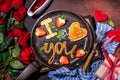 Cute Valentine pancakes Royalty Free Stock Photo