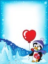 Cute Valentine penguin theme frame 2