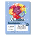 Cute valentine poster template with floral theme