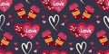 Cute Valentine\'s seamless pattern with coffee cups Royalty Free Stock Photo