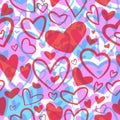 Cute valentine seamless pattern with hearts. Love theme. Weddi Royalty Free Stock Photo