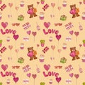 a cute Valentines bear beige watercolor pattern