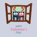 Cute Valentines Day Animal Couple With Birds Vector