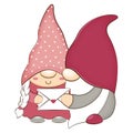 Cute Valentines day couple gnomes. Vector illustration.