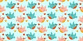 Cute Valentines day seamless pattern. Love birds. Vector illustrations for valentines day, stickers, greeting cards Royalty Free Stock Photo