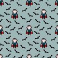 Cute vampire kid seamless pattern. Royalty Free Stock Photo