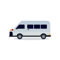 Cute van design with isolated white vector.Mini bus flat style. Royalty Free Stock Photo