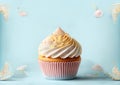 Cute Vanilla Cupcake Illustration AI Generative