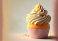 Cute Vanilla Cupcake Illustration AI Generative