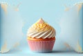 Cute Vanilla Cupcake Illustration AI Generative