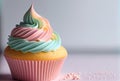 Cute Vanilla Cupcake Illustration AI Generative