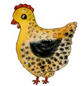 Cute variegated hen. Farm bird. Hand drawn watercolor element.