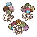 cute various color cake pop logo set
