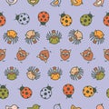 Cute vector Autumn Animals and Birds repeat pattern background Royalty Free Stock Photo