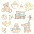 Cute vector baby background. Cartoon children pattern. Royalty Free Stock Photo