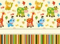 Cute vector baby background. Cartoon children pattern. Royalty Free Stock Photo