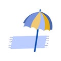 Cute vector beach lounger with umbrella